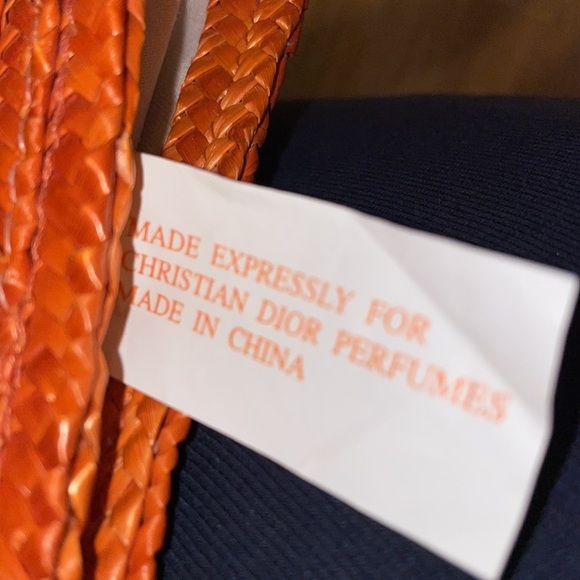 CHRISTIAN DIOR perfumes orange straw Lined bag - Picture 4 of 5